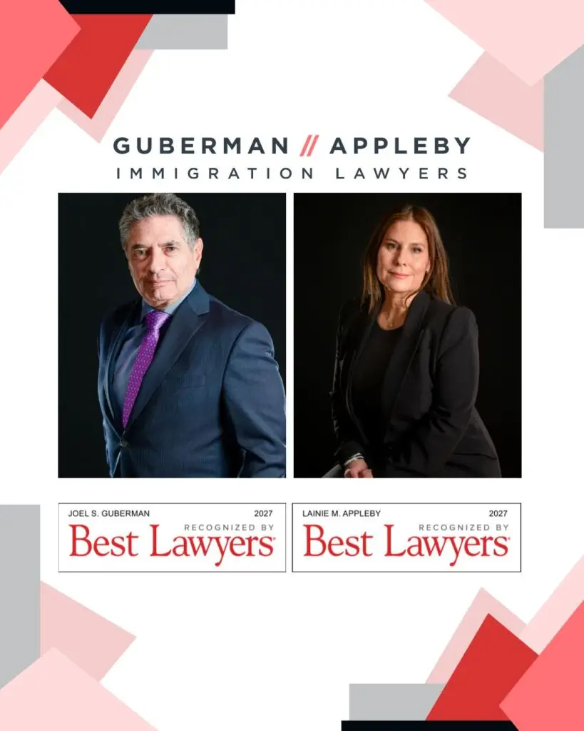 Joel S. Guberman and Lainie M. Appleby of Guberman // Appleby Immigration Lawyers have been recognized in The Best Lawyers in Canada 2027 for Immigration Law